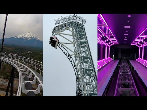 Видео: Все американские горки в Fuji-Q Highland в Японии! Вид с переднего сиденья!