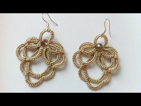 Видео: Серьги фриволите иглой видео мастер класс для начинающих. DIY earrings frivolite needle