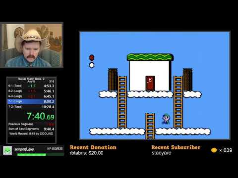 Видео: Прохождение Super Mario Bros. 2 за 9:59 от Arcus