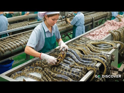 Видео: На фабрике по производству змеиной кожи: куртки и сумки стоимостью 50 000 долларов, изготовленные...