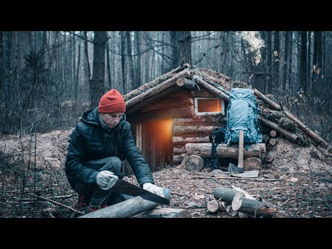 Видео: Живу в землянке. Пришли первые Морозы. Заготавливаю Дрова. Ночь в лесу.