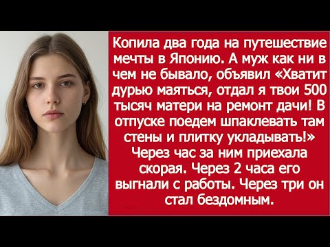 Видео: Я два года копила на путешествие мечты в Японию — а муж отдал мои деньги свекрови