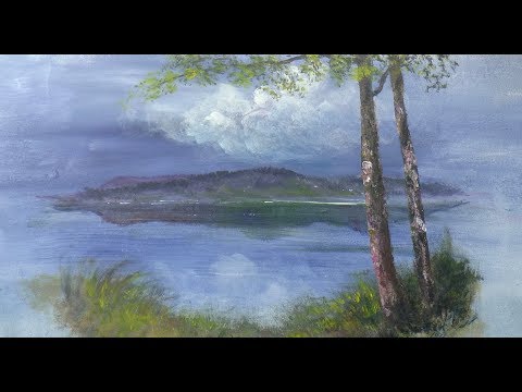 Видео: Веерные кисти для облаков, воды, ряби, травы, листьев. Акрил. Fan brushes for landscape