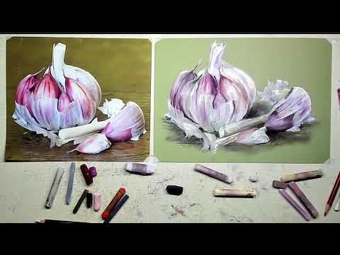 Видео: Сегодня рисуем сухой пастелью с Ольгой Зубенко фактурный  сюжет с чесноком!🧄
