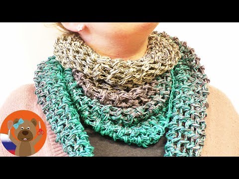 Видео: Треугольный платок из легкой хлопковой пряжи | DIY Вязание крючком на весну