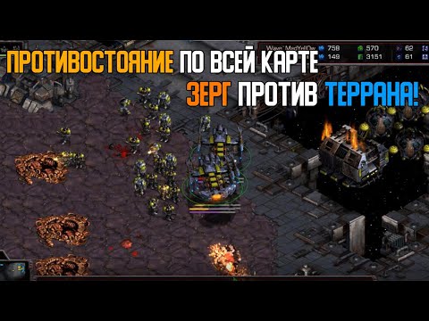Видео: Старкрафт Т VS Z Ультралиски,дефайлеры,зерглинги против пехоты и немного баттлкруйзеров