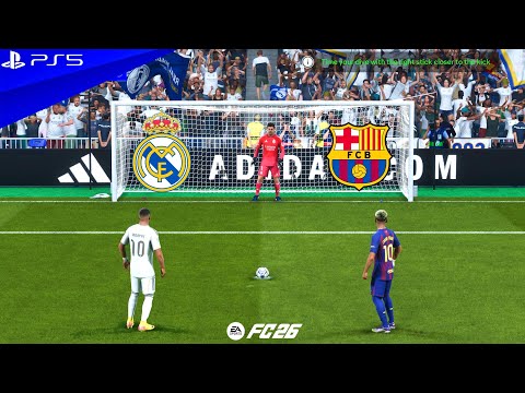 Видео: Реал Мадрид против ФК Барселона | ФИНАЛ ЛЧ | Мбаппе vs Ямал | FC 26: Серия пенальти — PS5
