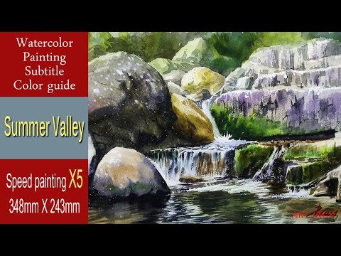 Видео: Пейзажная акварель, рисование Летняя долина [ART JACK]