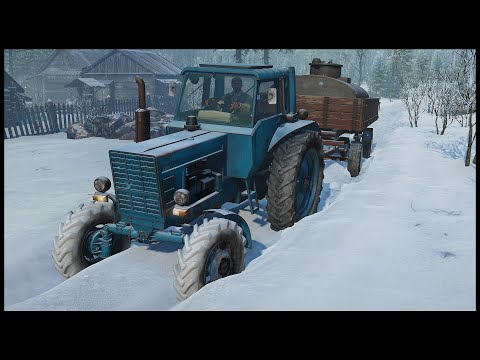 Видео: СНЕЖНАЯ КОЛЕЯ! ТРАКТОР С ПРИЦЕПОМ! - SnowRunner