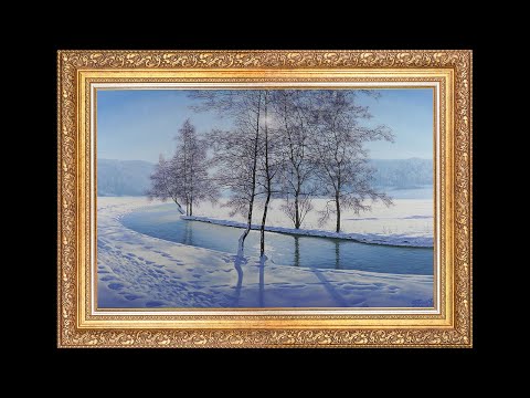 Видео: Картина "Зимняя речка". 🔶 Painting "Winter River".