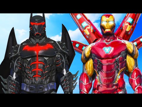 Видео: железный человек (эндшпиль) против бэтмена (костюм хеллбата)