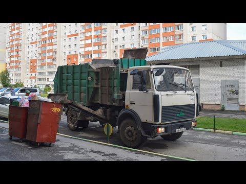 Видео: Мусоровоз МКМ-3403 на шасси МАЗ-5337A2 (Х 512 ТА 22) / Garbage truck MAZ-5337A2.