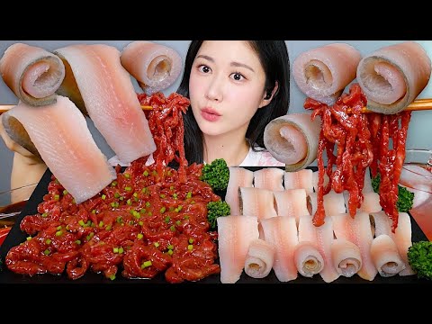 Видео: Сырая Говядина + Сырая Рыба😍 Юхоэ✨ | eating show | asmr mukbang korean
