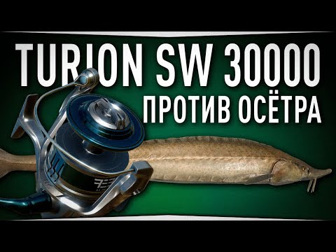 Видео: Новая катушка Turion SW 30000 против Осётра Восточносибирского • Русская Рыбалка 4