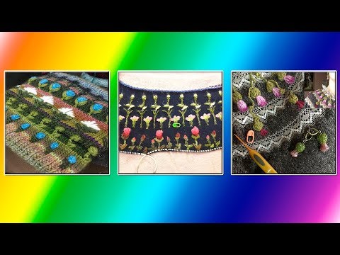 Видео: Модели вязания Вязание узоров в стиле вышивки.