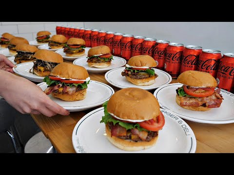 Видео: Знаменитые домашние гамбургеры в американском стиле! Чизбургер с беконом / корейская уличная еда