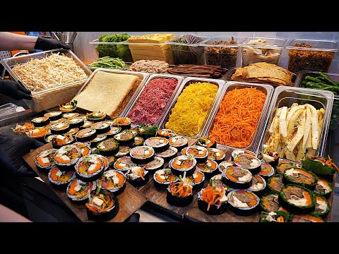 Видео: Корейцы любят еду! Невероятно вкусный яичный кимбап - BEST 3 / Корейская уличная еда