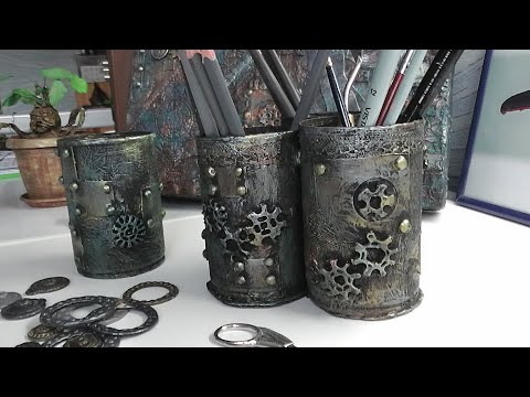 Видео: Органайзер для канцелярии из консервных банок.