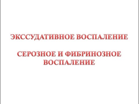 Видео: Экссудативное воспаление - серозное воспаление, фибринозное воспаление