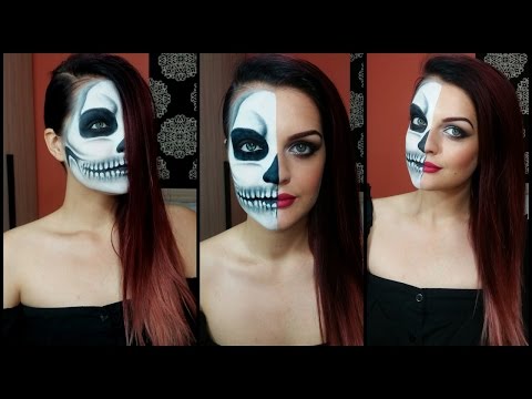 Видео: Череп - грим за Halloween | Skull makeup