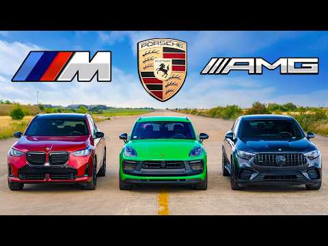 Видео: Кто победит в заезде: BMW X3 M50 Porsche Macan или же AMG GLC?
