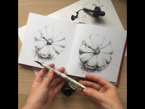 Видео: Чернильный марафон. Первый урок: как штриховать и рисовать тушью. Запись прямого эфира.