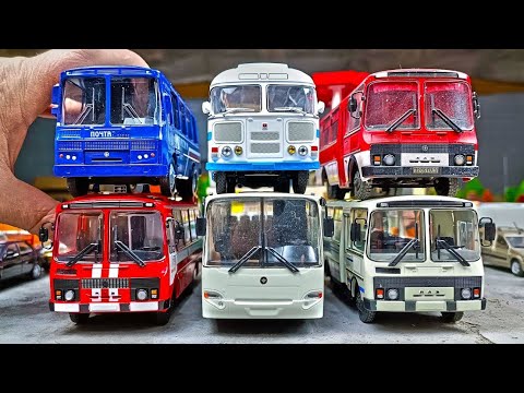 Видео: Едут АВТОБУСЫ НА АВТОБАЗУ! Модельки ПАЗ. Про машинки.