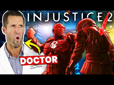 Видео: ВРАЧ смотрит на жестокие травмы в битвах Injustice 2