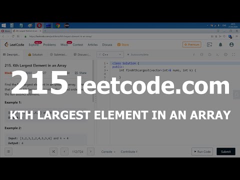 Видео: Разбор задачи 215 leetcode.com Kth Largest Element in an Array. Решение на C++