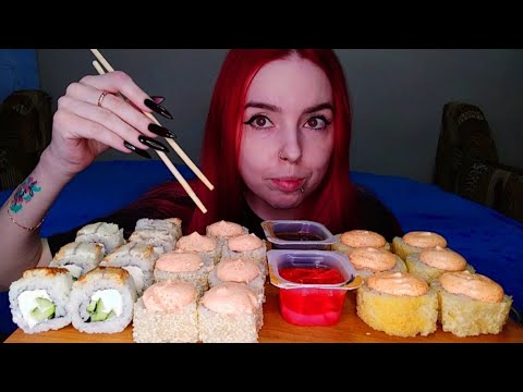 Видео: Роллы суши мукбанг/rolls sushi mukbang