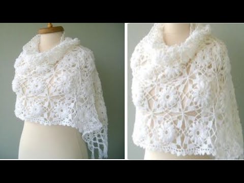 Видео: Как связать модульную шаль на все сезоны/свадебную шаль крючком.
