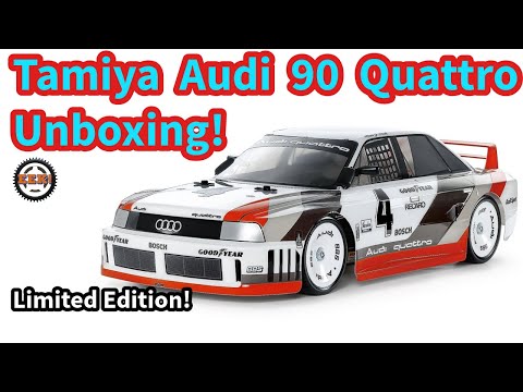 Видео: Распаковка Tamiya TT-02 Audi 90 Quattro — комплект ограниченной серии № 47511 — предварительно ок...