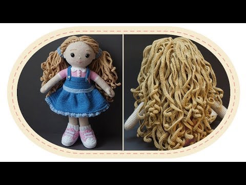Видео: Вязаная кукла крючком Розали, часть 9 (Волосы, ч.2). Crochet doll Rosalie, part 9 (Hair, p.2).