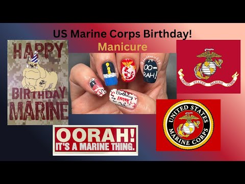 Видео: Маникюр на день рождения в стиле Корпуса морской пехоты США! 🇺🇸🎂💪🏻🎉