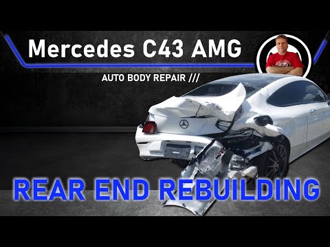 Видео: Mercedes AMG C43. The rear end rebuilding. Восстановление задней части.