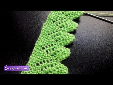 Видео: Кайма спицами. Оформление края изделия в вязании # 545