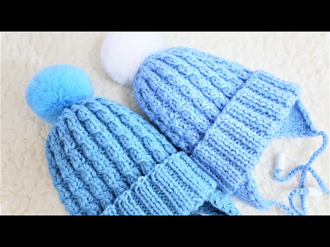 Видео: Детская шапка спицами. С ушками. Очень удобная!! Мастер класс.
