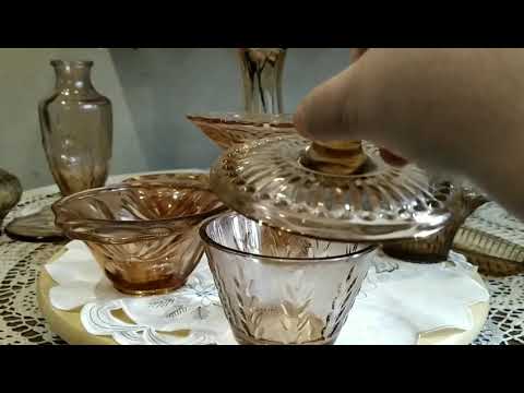Видео: Посуда СССР.Карамельное стекло-вазы,конфетницы,фруктовницы, селёдочницы,бокалы.