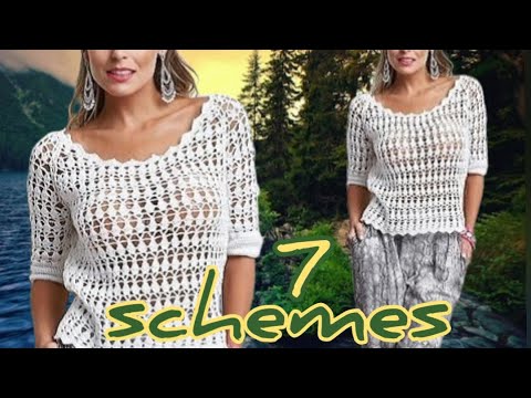 Видео: 7 Схем на шикарные летние кофточки, вязание для женщин. 7 Patterns for chic summer blouses, knitting