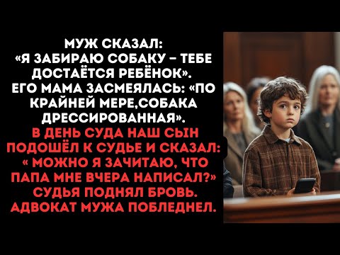 Видео: Муж сказал:Я забираю собаку —тебе достаётся ребёнок. Свекровь засмеялась: собака хоть дрессированная