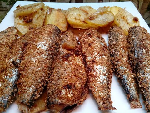 Видео: Салака в духовке+картошка+лепёшка.  Классный ужин!