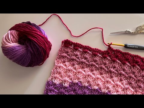 Видео: Простое и быстрое вязание крючком прямоугольной шали для начинающих / СУБТИТРЫ