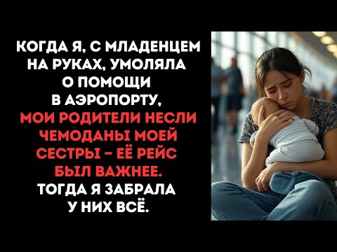 Видео: Когда я, с младенцем на руках, умоляла о помощи в аэропорту, мои родители несли чемоданы моей сестры