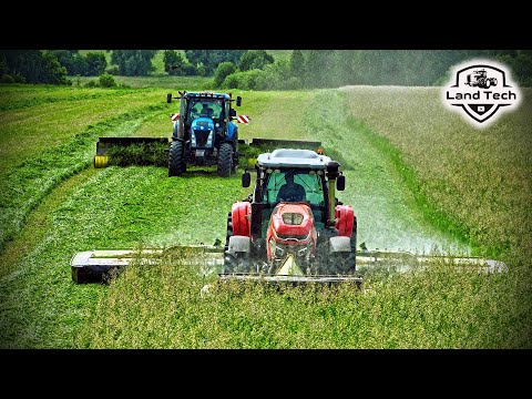 Видео: Красивая заготовка кормов! Тракторы HANWO, New Holland, РСМ 2375, Т-150К и комбайн Krone BigX V8!