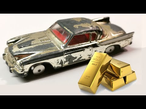 Видео: Реставрация корги Studebaker Golden Hawk №211s, покрытие золотом 24 карата. Литая модель.