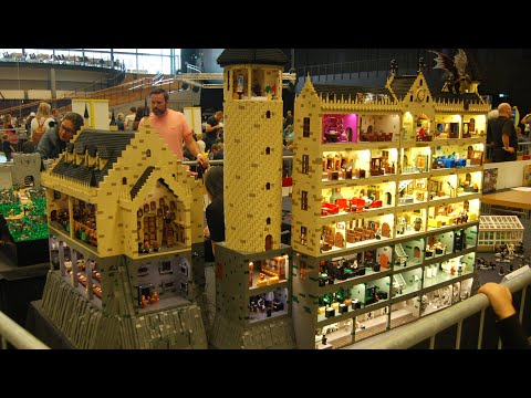 Видео: Огромный замок Хогвартс из вселенной Гарри Поттера с интерьерами из LEGO
