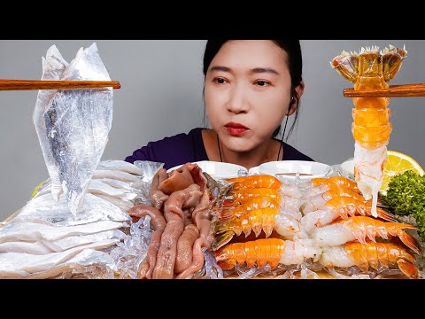 Видео: асмр Корейская Сашими из креветок сашими СЫРЫЕ КРЕВЕТКИ мукбанг звуки еды
