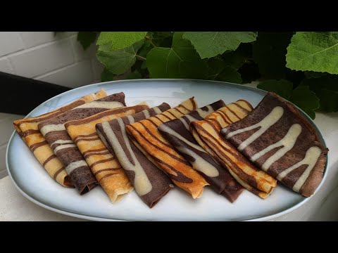 Видео: Блинчики на молоке с рисунком / шоколадные блины с узором