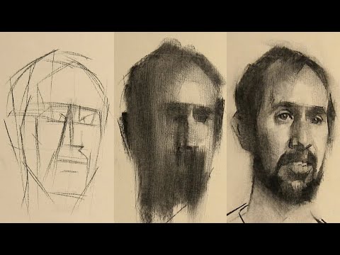 Видео: Как нарисовать портрет углем с натуры