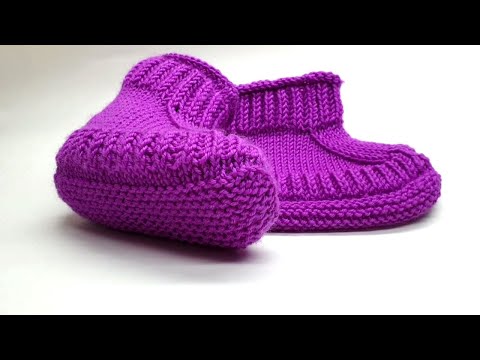 Видео: Без шовные детские тапочки спицами Василиса